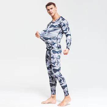 

Thermal Underwear Men Winter Camouflage Sports Cycling Base layer Men Workout set Compression thermal underwear rashgard male
