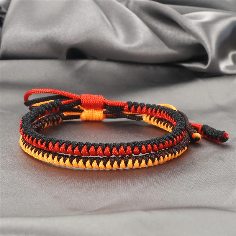 Pulseras trenzadas hechas a mano para parejas, budista tibetana de nudo de la suerte, joyería de tamaño ajustable para hombres y mujeres, unidades|Pulseras de hilo| - AliExpress