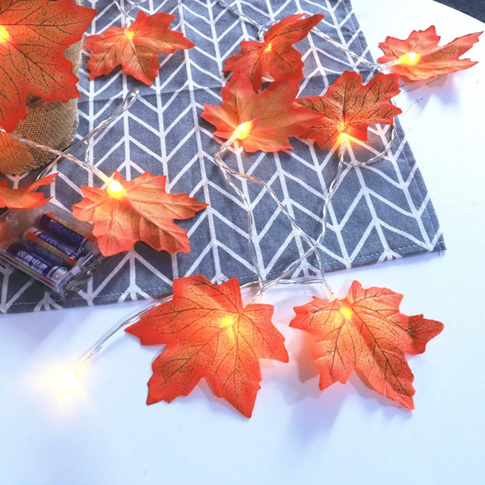 

1set Battery Operated LED String Maple Leaf Battery Light String Fairy Garland String Lights for Outdoor Christmas Party Decor