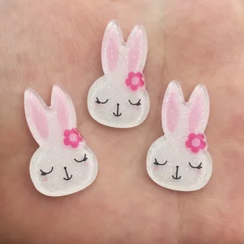 

10PCS Cute Colorful Glitter Rabbit Flatback Acrylic Sheet Miniature Pattern Applique Embellishments DIY Home Decor Crafts F718