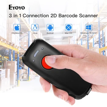 

Eyoyo EY-004A 1D 2D QR Wireless Bluetooth Barcode Scanner Portable Reader Red Light CCD Bar Code Scanner for Ios Android Windows