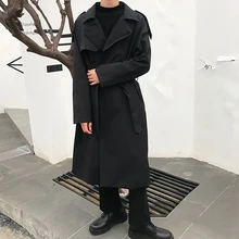 Мужская Женская свободная деловая Повседневная ветровка уличная хип-хоп пальто Мужская винтажная мода длинный Тренч пальто