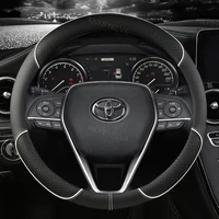 Car Steering Wheel Cover Leather 38cm For Toyota Corolla Fortuner Sequoia Auris Avensis YARIS Vios Celica 86 Rav4 4Runner C-HR 3