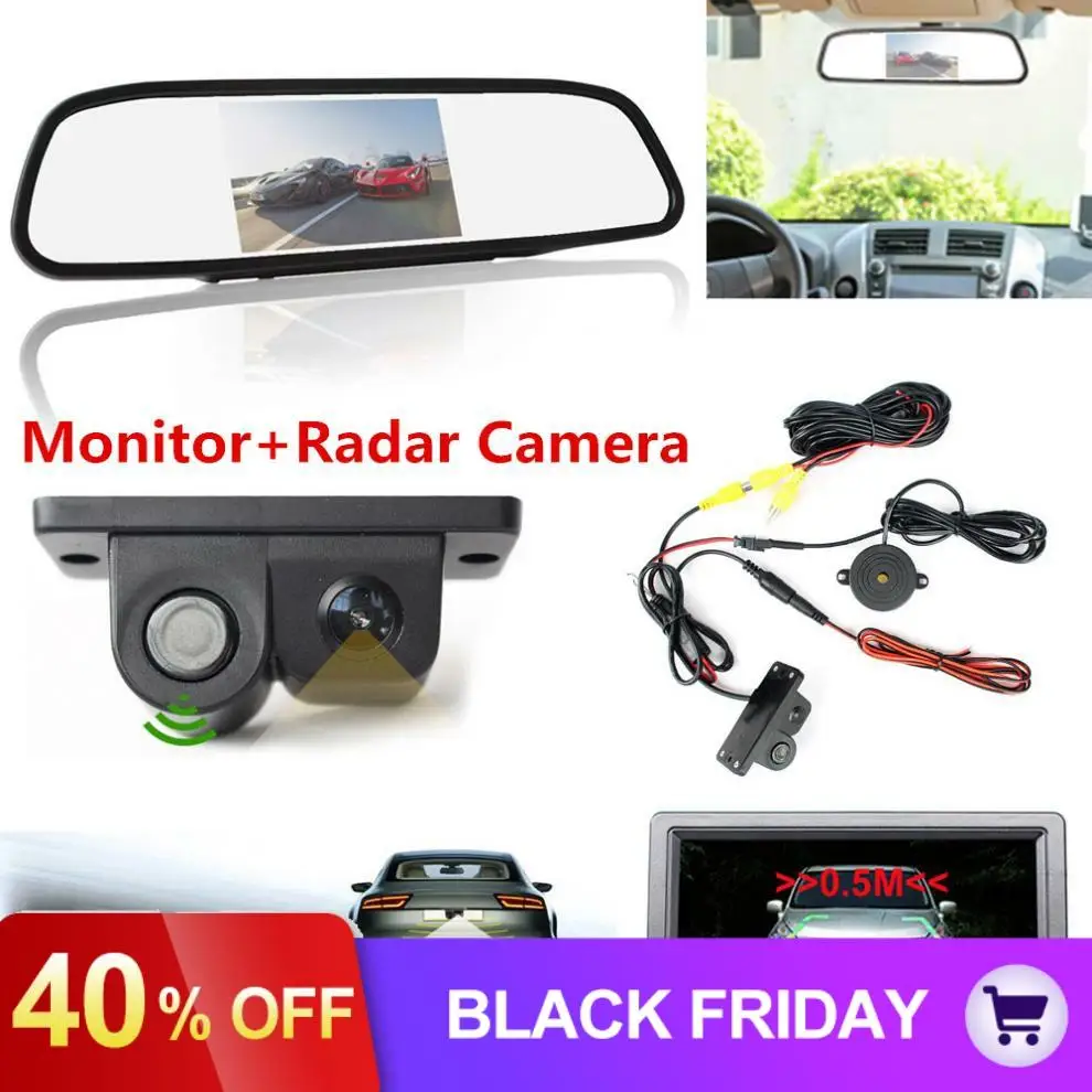 4,3 дюймов TFT lcd HD Автомобильное зеркало заднего вида монитор+ ночное видение CCD Авто обратный резервный камера заднего вида помощь при парковке