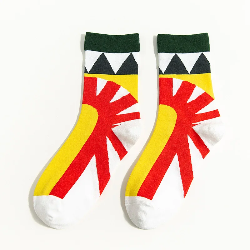 Носки с геометрическим рисунком; теплые женские носки из хлопка с забавными рисунками; милые удобные уличные носки в Корейском стиле; Модная Повседневная зимняя одежда - Цвет: 5