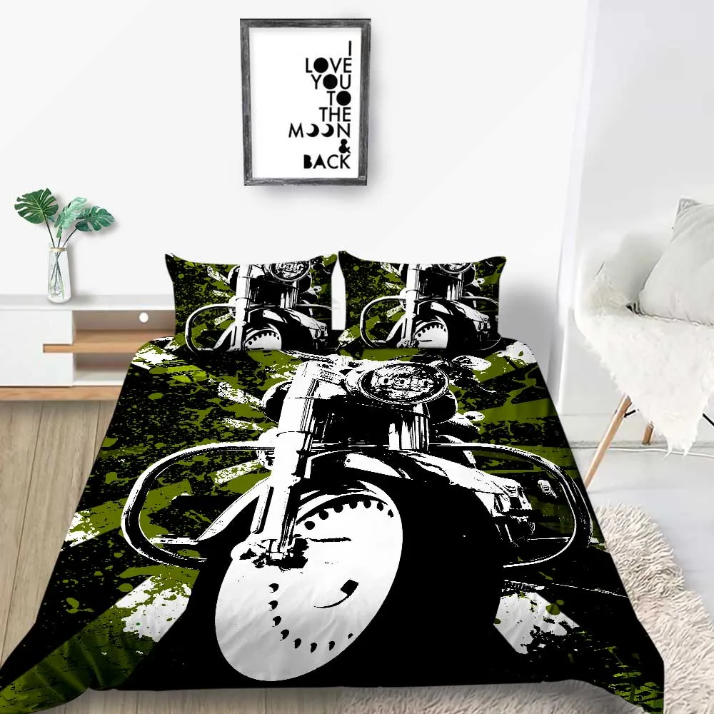 

Motorcycle Bedding Set Single Fashionable Cool Rock Style Duvet Cover 3D King Queen Twin Full Double Comfortable Bed Set