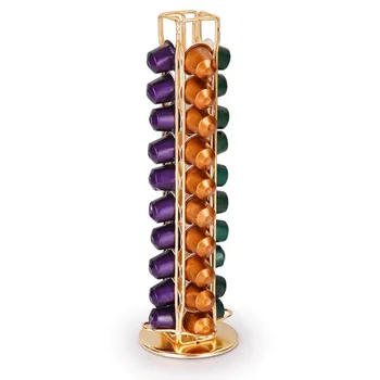 

40/60PCS Nespresso Pod Holder Display Rotatable Capsule Metal Straight Rack Stand Coffee Storage Stainless Steel Racks
