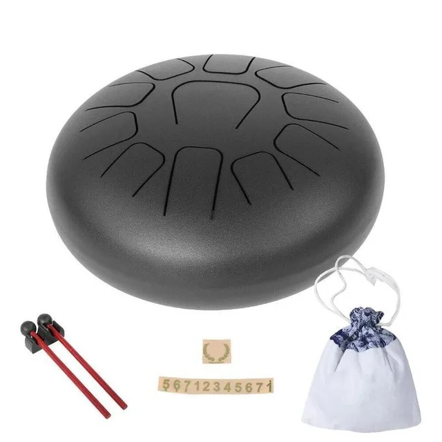 8 Inch 11 Tone Tongue Drum Steel Tongue Drum Mini Hand Pan Drums with Drumsticks Percussion Musical Instruments