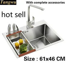 Ручной работы обычный пищевой 304 нержавеющая сталь кухонная раковина один слот 3 мм толщиной прочный 61x46 см