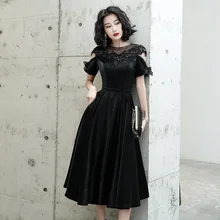 Новое женское черное благородное вечернее платье Cheongsam ретро платье De Soiree плиссированные платья кружевное лоскутное Qipao