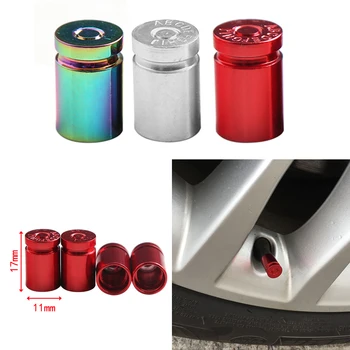 

New 4Pcs Tire Valve Stem Cover Caps Aluminum Car Wheel Air Pressure Valve Cap Bullet Shell Dust Cap for Car Motorcycles Bicycles