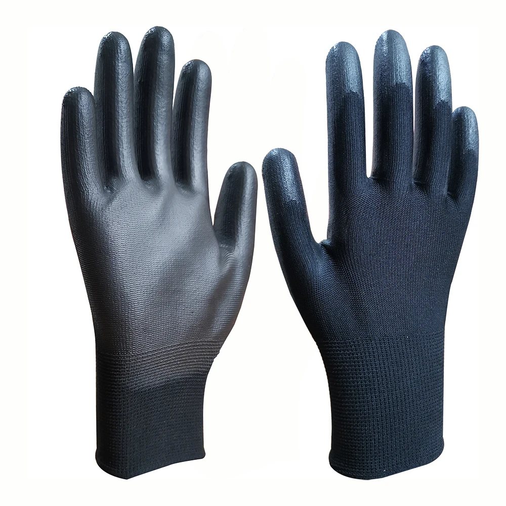 Guanti Da Lavoro In Nylon Con Rivestimento PU - 12 O 24 Paia - Neri Per Giardinaggio, Edilizia, Meccanica