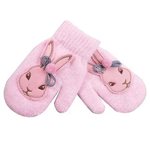 Зимние рождественские детские теплые перчатки кашемировые вязаные перчатки для начальной школы рукавицы Мультфильмы для мальчиков и девочек От 4 до 12 лет - Цвет: Pink