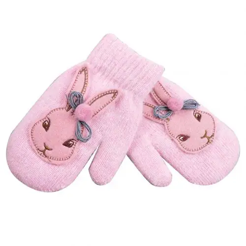 Pink Зимние рождественские детские теплые перчатки кашемировые вязаные перчатки для начальной школы рукавицы Мультфильмы для мальчиков и девочек От 4 до 12 лет - Цвет: Pink