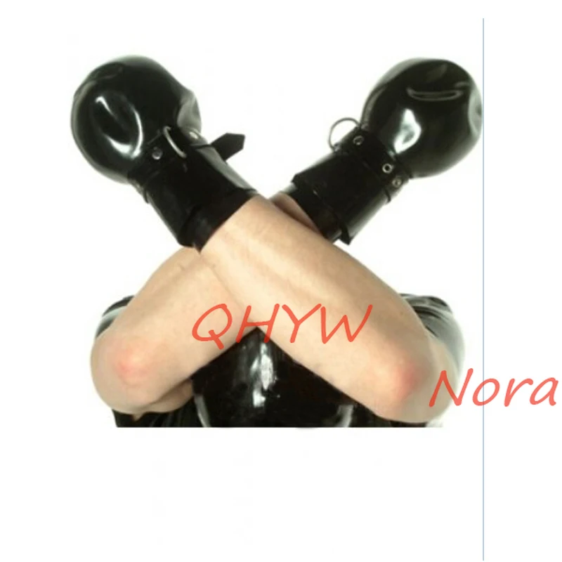 

new design sexy lingerie unisex women men handmade latex round ball gloves with wrist buckles cekc club outdoor wear costumes