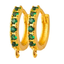  Peixin 15x14mm Round Earrings For Women DIY Jewelry Making Accessories Wholesale Charm Green Zircon Earrings Findings 