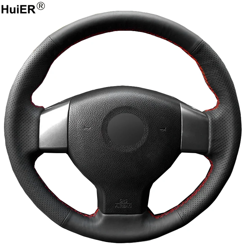 Чехол на руль автомобиля HuiER из черной кожи для Nissan Tiida Livina Sylphy Versa Note дышащая