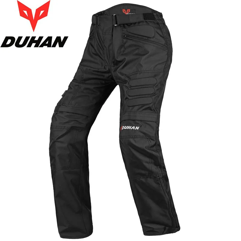 Износостойкие 600D oxford DUHAN DK02 moto rcycle knights moto cross брюки moto cicleta байкерские спортивные брюки мотоэкипировка и наколенники - Цвет: Черный