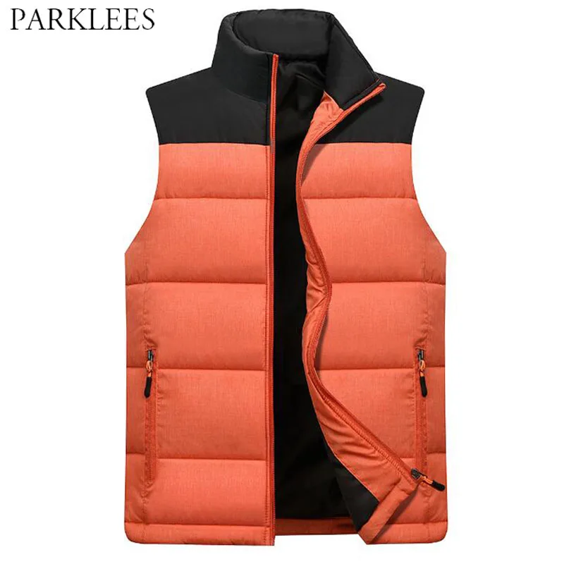 

Fashion Patchwork Men Warm Vest Jacket 2020 Autumn Winter Sleeveless Casual Mens Waistcoat Zipper Gilet Outerwear Veste Homme