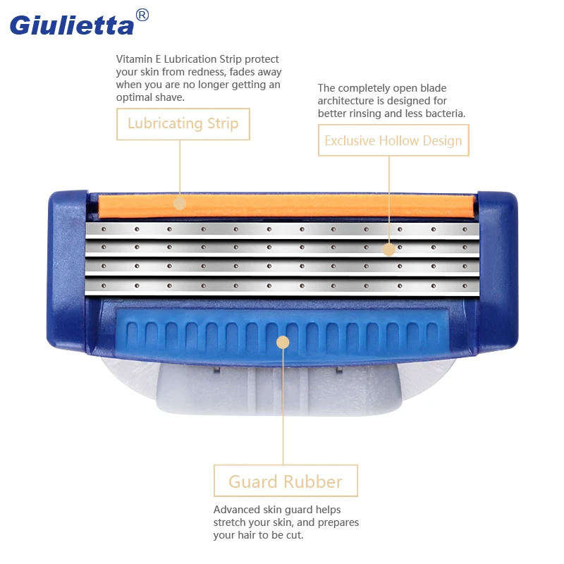 Giulietta-8pcs-lot-Shaving-Razor-Blade-For-Men-Manual-4-Layer-Stainless-Steel-Shaver-Blades-Head