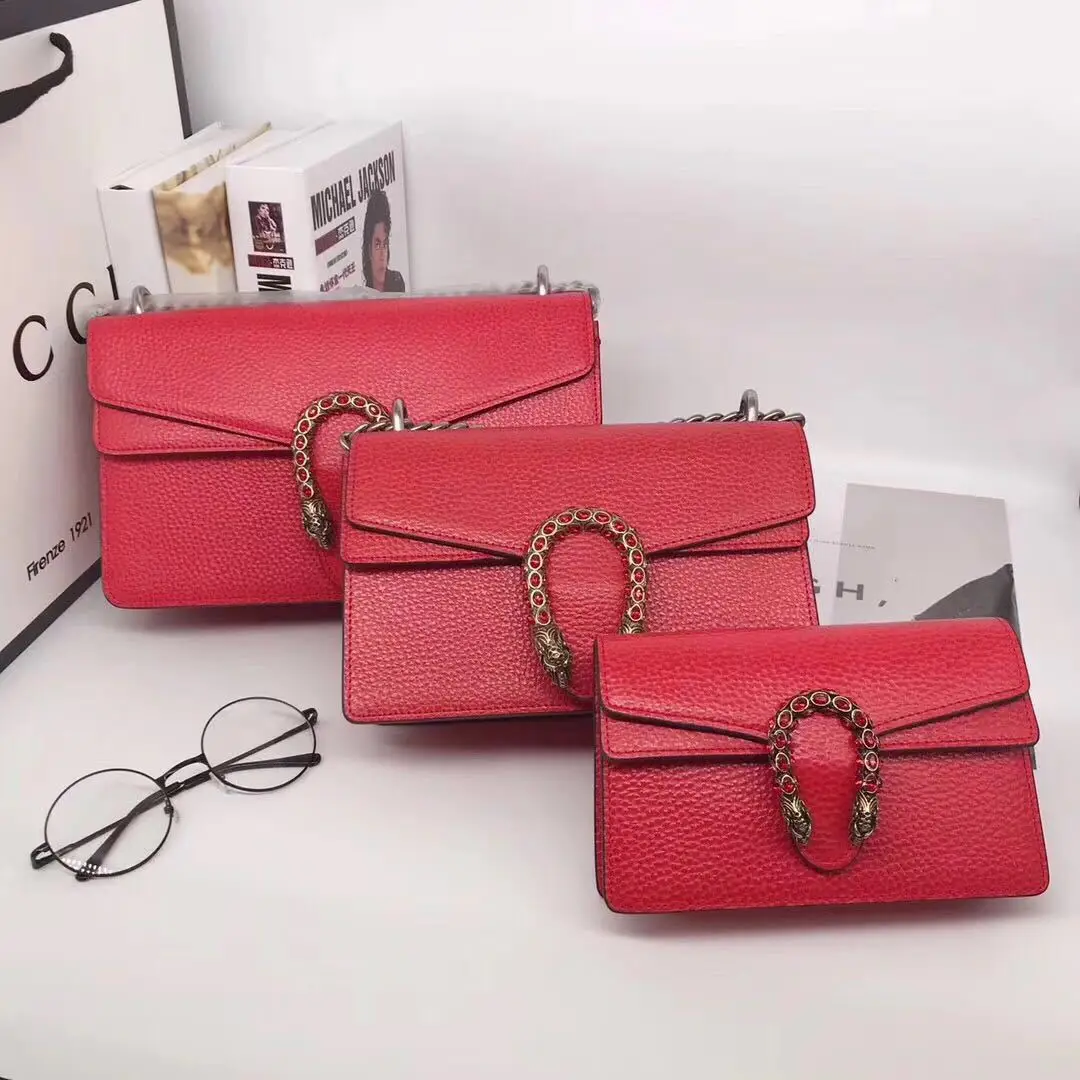 

Celebrity Style 19 New Style GG Tiger Head Buckle Dionysian Handbag Shoulder Chain Genuine Leather Simple WOMEN'S Fashion Handba