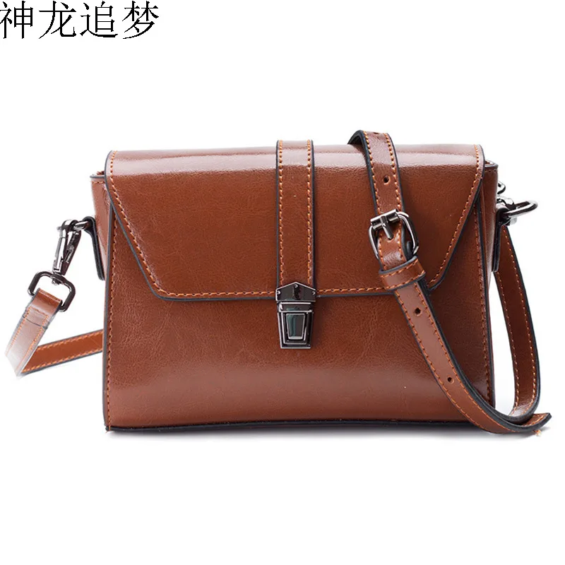 

new genuine leather clamshell slung bag cowhide leather small bag female retro shoulder bag women purse female handbag