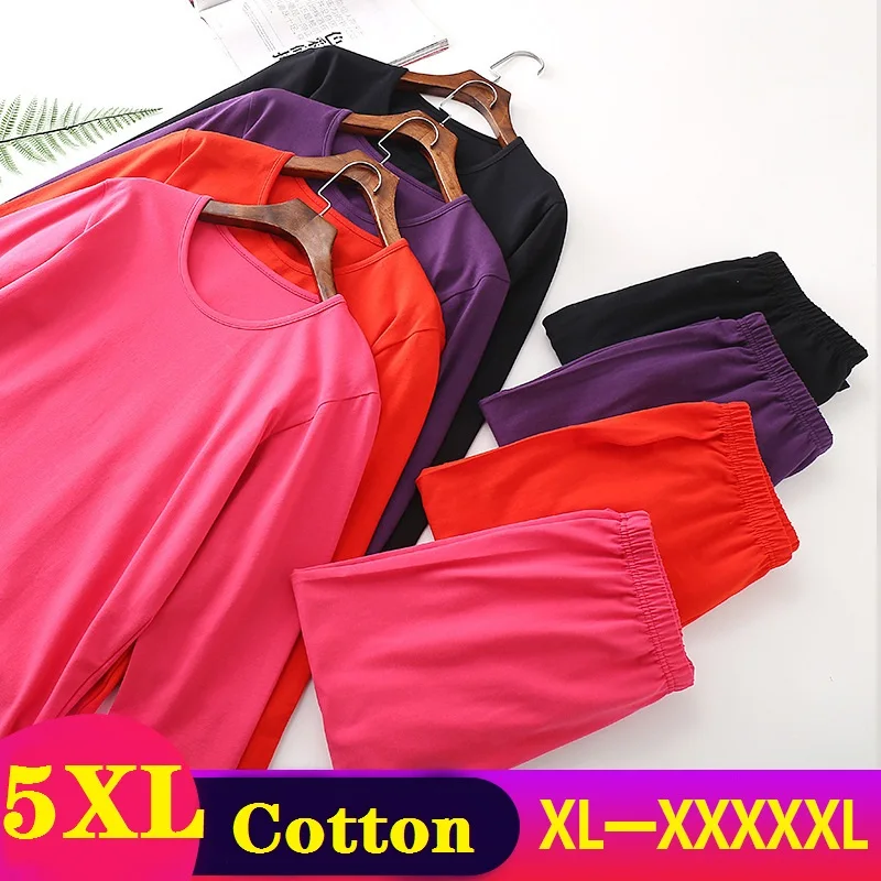Long Johns for Women Thermal Underwear Plus Size Woman Winter Autumn Thermal Underwear Suit Warming Set Ladies Clothing Cotton