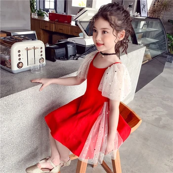 

Cute Girls Dresses Summer Mesh Sequin Star Dress Girls Princess Dress for Kids Clothes 4 5 6 7 8 9 10 11 12 13 Years Vestidos