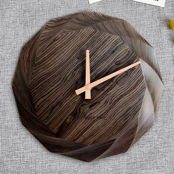 

Creative Tech Wood Wall Clock Modern Design for Living Room Wooden 3D Decoration Hanging Watch Wall Clocks Home Decor 12 inch