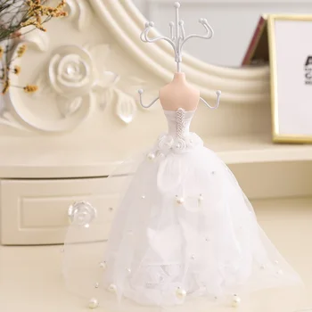 

White Dress Lady Mannequin Jewelry Holder Bracelet Necklace Display Stand