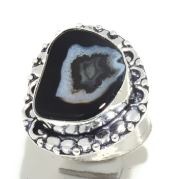 

Solar Agate Ring Silver Overlay over Copper, USA Size: 8 , R5867