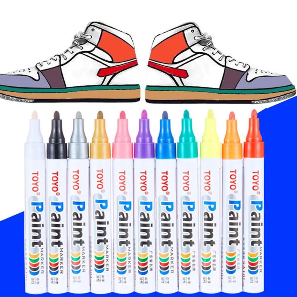 11 штук подлинный цветной маркер TOYO водонепроницаемый Перманентный маркер протектора шин резиновая краска металлический маркер с перманентной краской ручка
