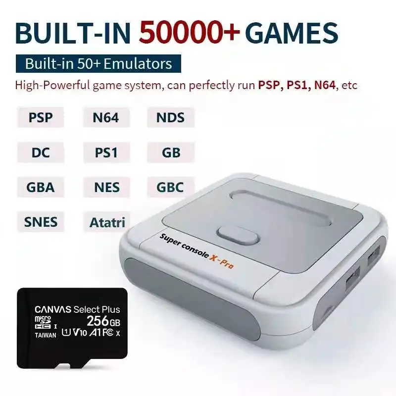 Consolas de Jogos de Vídeo Caixa de tv Jogos para Psp 50000 + Jogos Super Console Retro - Ps1 N64 dc hd Wifi Saída Sistema Duplo Embutido x Pro - Image 2