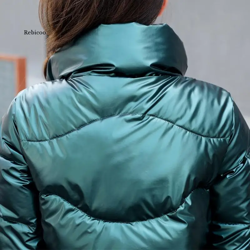 Women Cotton Jacket Glossy Bright Winter Coats for Women's Waterproof Cotton Coat Female Winter Warm Thick Parka