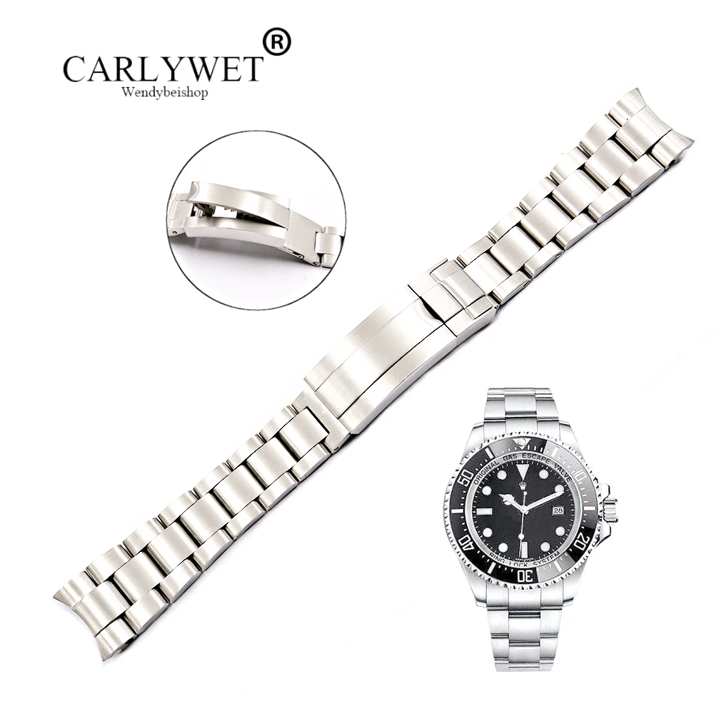 carlywet-20-21mm-solid-curved-end-stainless-steel-screw-links-watch-band-bracelet-glide-flip-lock-clasp-for-oyster-deepsea