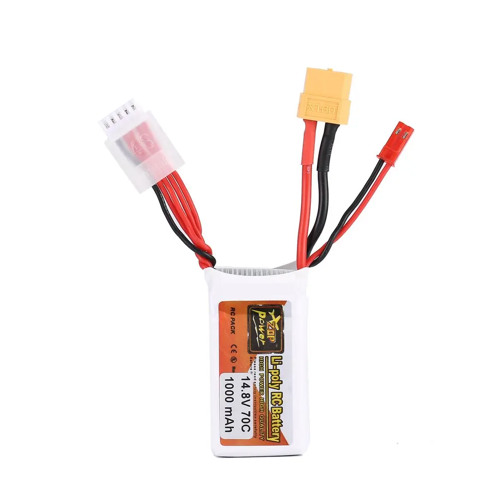 ZOP Power 14.8V 1000mAh 70C 4S 1P Lipo Battery JST XT60 Plug Rechargeable for RC Racing Drone Helicopter Car Boat Model