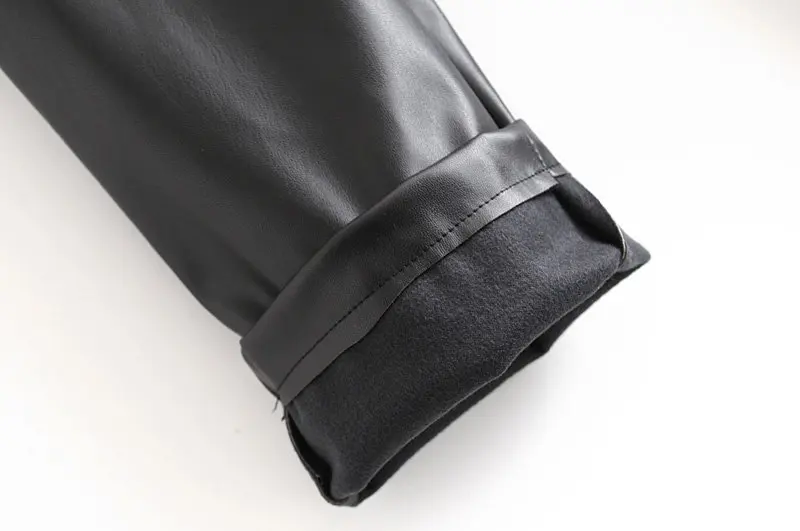 Женские шикарные черные брюки из искусственной кожи, модные брюки с высокой талией и карманами, женские офисные брюки с поясом, повседневные плиссированные брюки