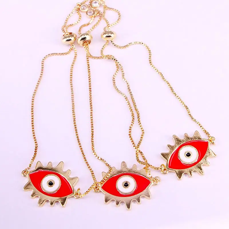 12 шт, золотой цвет красный эмаль глаз ссылка модный браслет-цепочка подвеска из эмали браслет