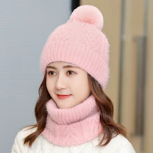 Женские бархатные шерстяные шапки нагрудник наборы женские вязанные шапки для волос женские уличные велосипедные ветронепроницаемая шапка Skullies шапки костюм