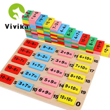 

Children's Toy with Numbers Computing Preschool Mathematics Domino Wooden Building Blocks Early Childhood Educational Toy