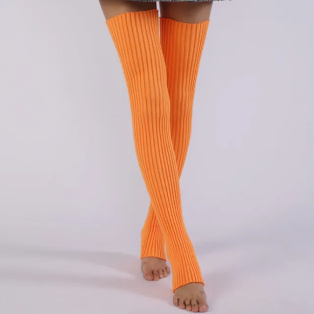 Ladies Winter Step on the foot socks Knitted Leg Warmers Boot Cuffs Trim Toppers Candy colors Long Leg Warmers ST014 Orange