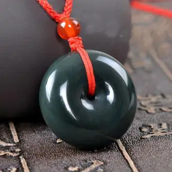 

Natural hetian jade XinJiang QINGYU Peace buckle hetian jade pendant jewelry
