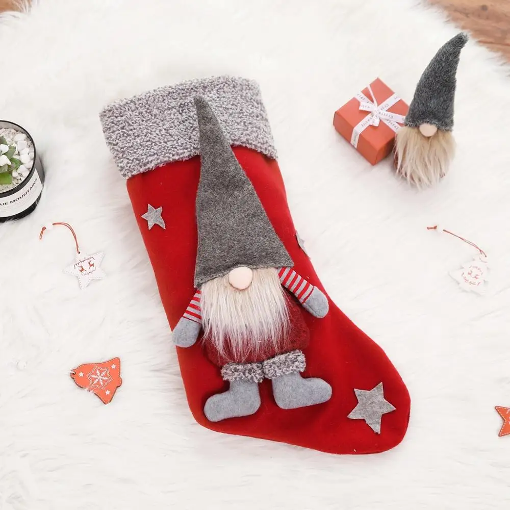 Рождественские чулки кулон "носок" украшения для одежды мультяшная безликая кукла Рождественская елка носки декоративные подарочные сумки для детей HH4