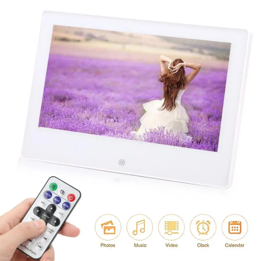 Цифровая фоторамка белая 7 &quotIPS экран 1024x600 HD электронный альбом с датчиком тела