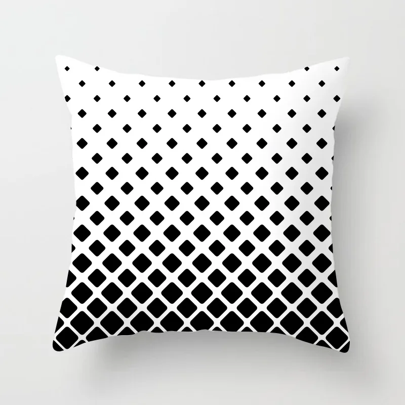 Геометрический чехол для подушки Черный и белый полиэстер Подушка Чехол полосатые пунктирной сетки треугольной геометрический художественная подушка крышка