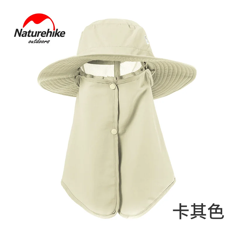Naturehike мужская шапка Boonie с защитой от ультрафиолета, походная Кепка, кепка для страйкбола, дорожная шляпа от солнца, уличная походная Кепка с маской для лица - Цвет: Хаки