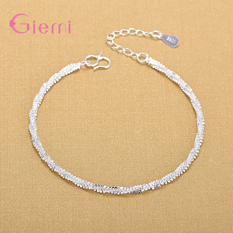 New Fashion 925 Sterling Silver Ankle Bracelet Elegant Twisted Weave Chain Anklets For Women Girl Jewelry Gift