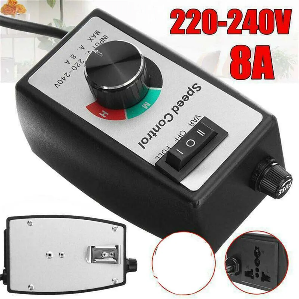 

8A Variable Speed Controller Electric Motor Rheostat 220-240V For Router Fan