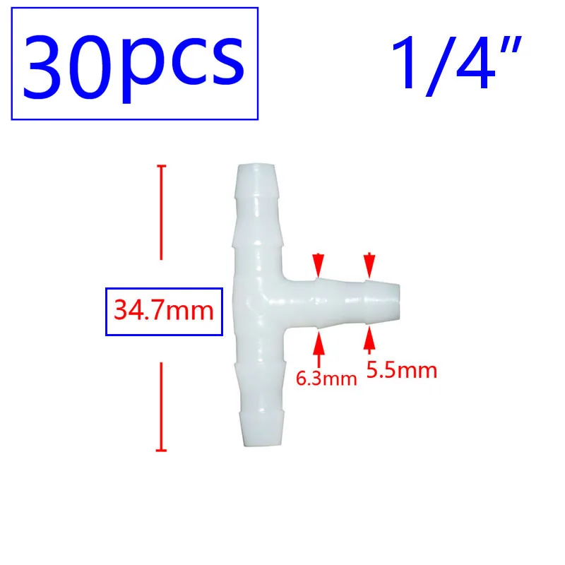 Irrigation Sprinkler 1/8 1/4 Inch Double Barbed Tee Single Elbow Water Pipe Connector Fitting Repair for 3/5 4/7mm Hose Coupler 