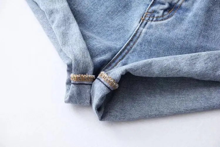 South Korea Dongdaemun Shirred Elastic High-waisted Crimping A- line Washing Denim Shorts Women's Shorts Loose-Fit Loose Pants F